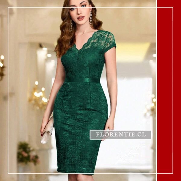 Vestido de encaje verde esmeralda