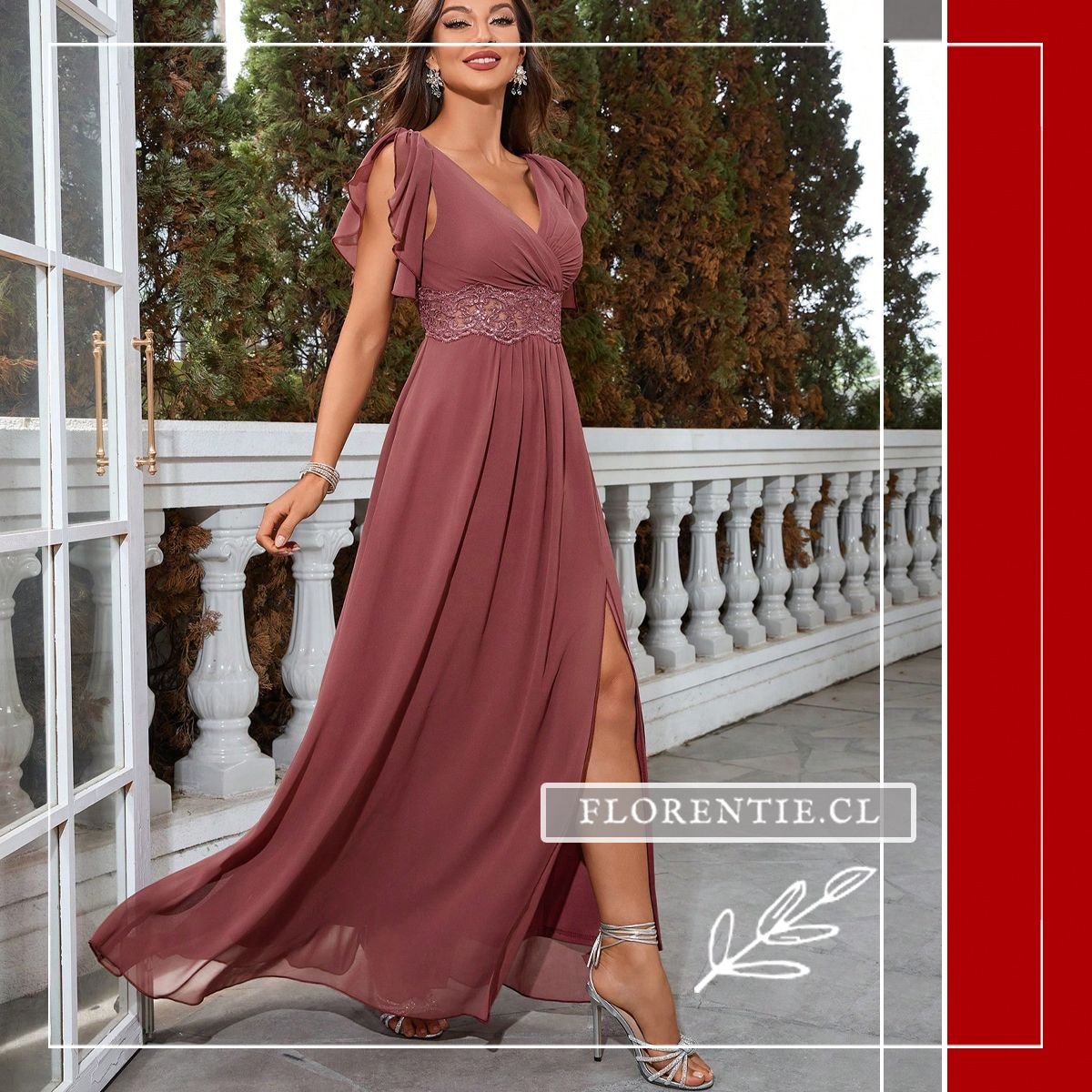 Vestido palo rosa elegante Estephanía