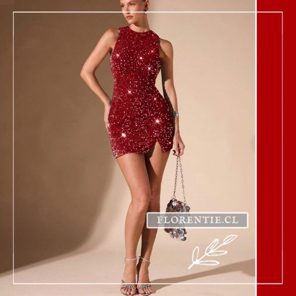 Vestido rojo lentejuelas corto