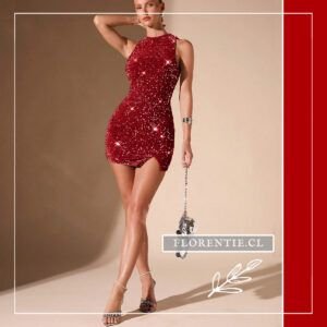 Vestido rojo lentejuelas corto Atlanta