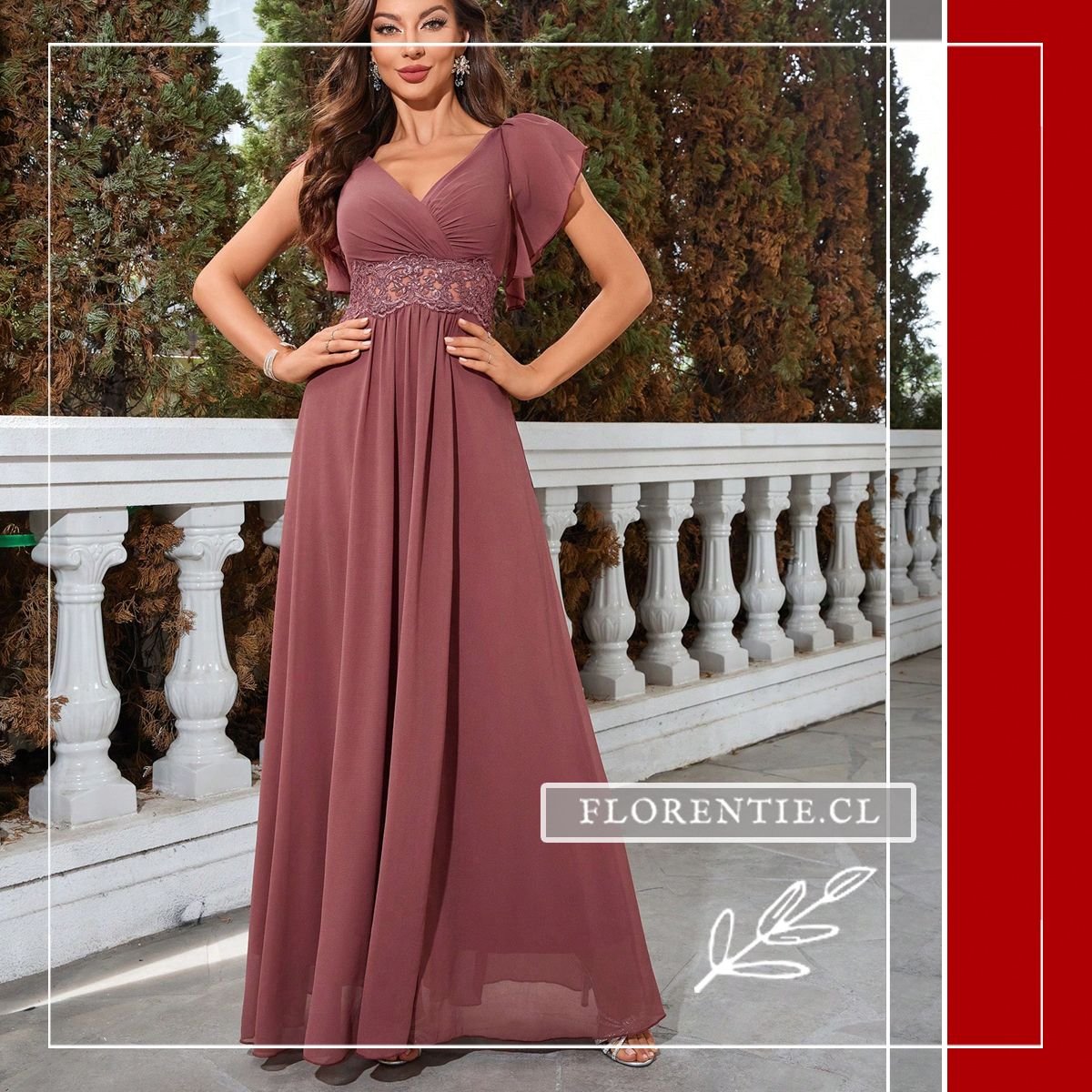 Vestido rosa palo elegante largo