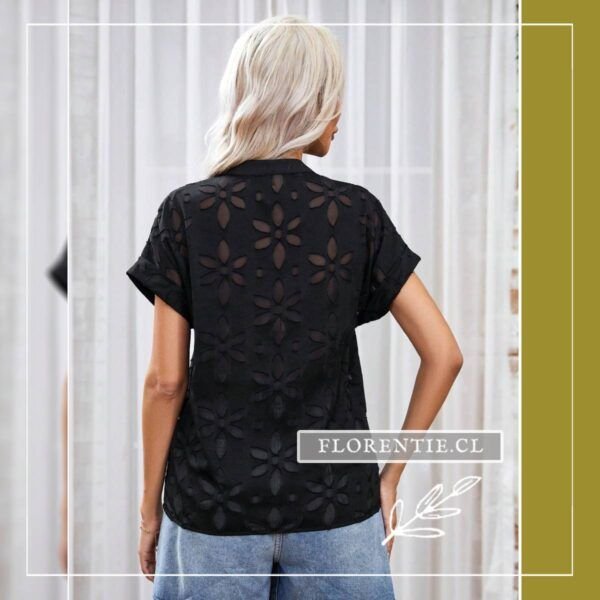 Espalda blusa negra holgada mujer