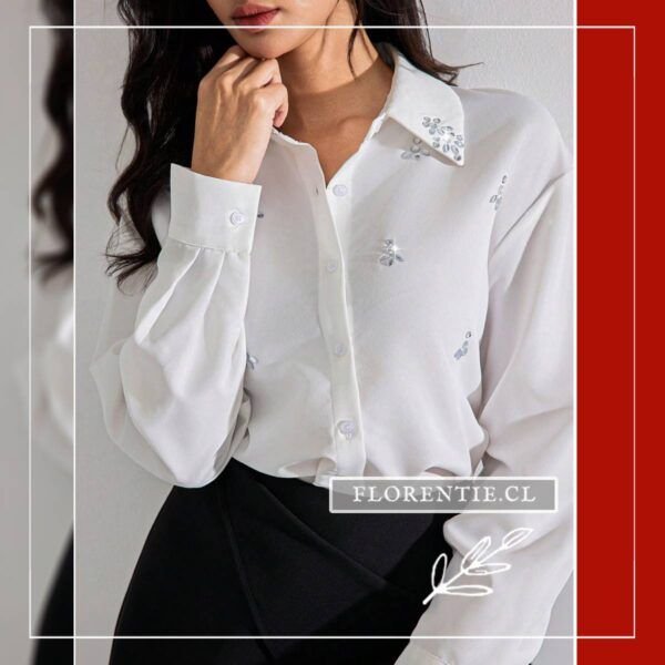 Blusa blanca brillos Mayte