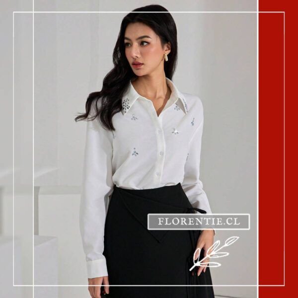 Blusa blanca brillos Mayte - Imagen 3