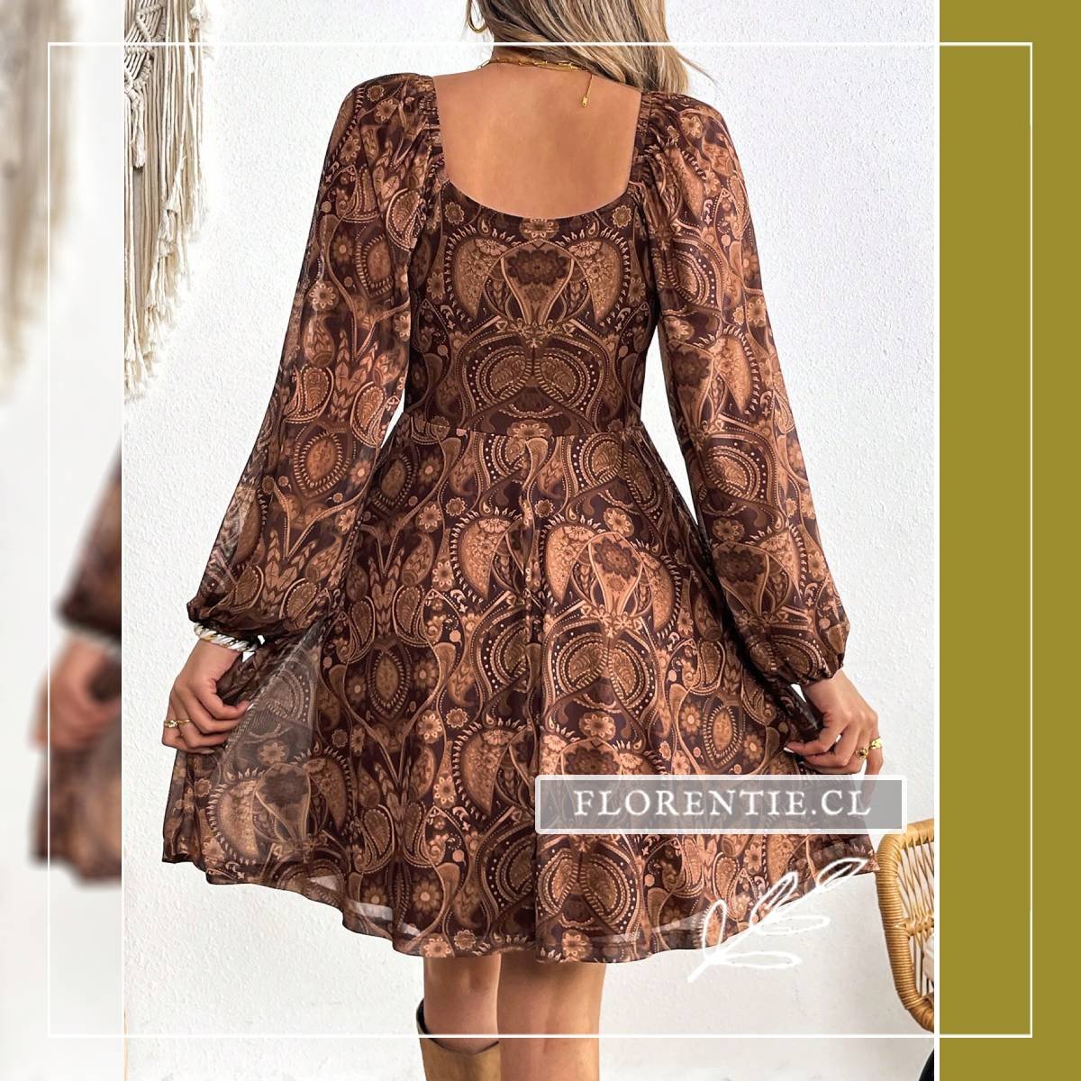 Vestido paisley corto Aline - Imagen 6