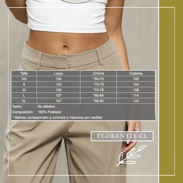 Medidas pantalón recto beige mujer Fabiana