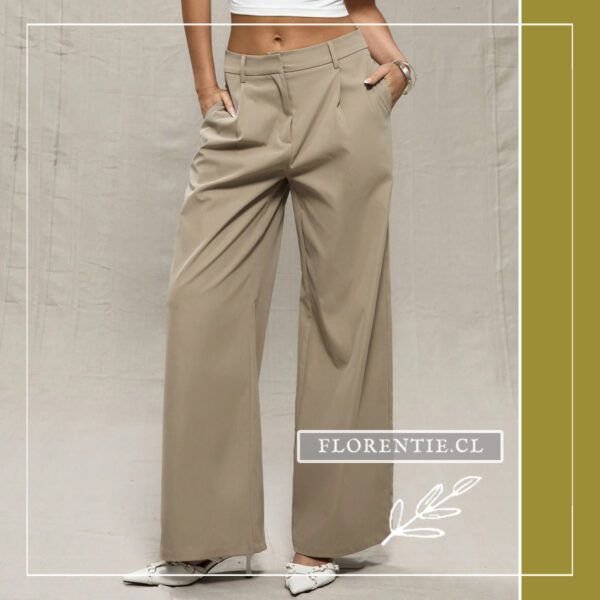 Pantalon corte recto beige