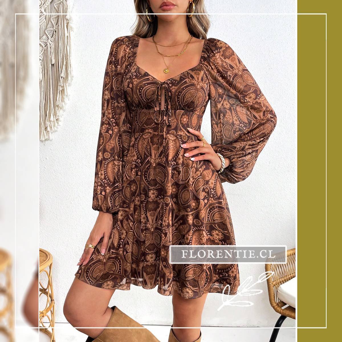 Vestido paisley corto Aline - Imagen 2