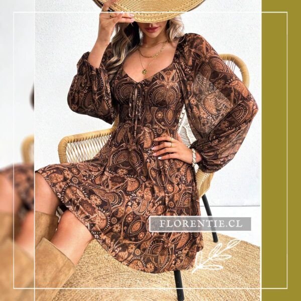 Vestido paisley corto Aline - Imagen 3
