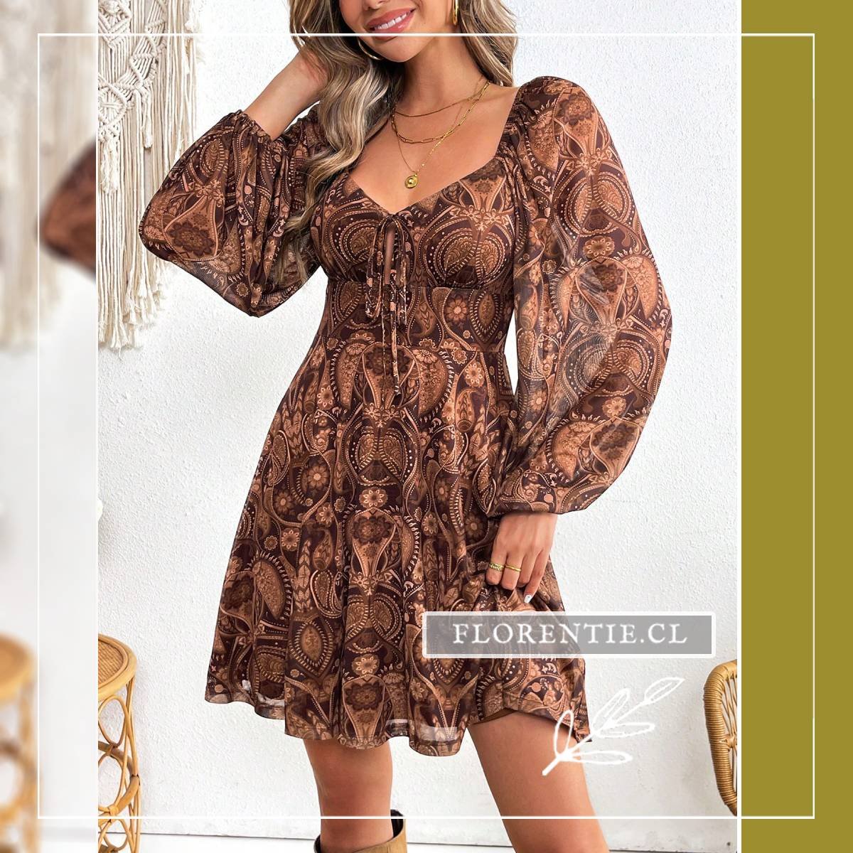 Vestido paisley corto Aline - Imagen 4