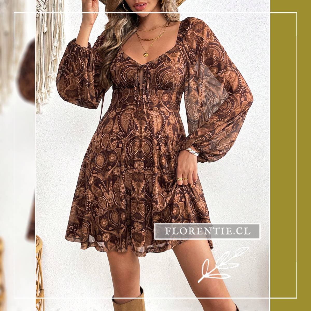 Vestido paisley corto Aline - Imagen 5