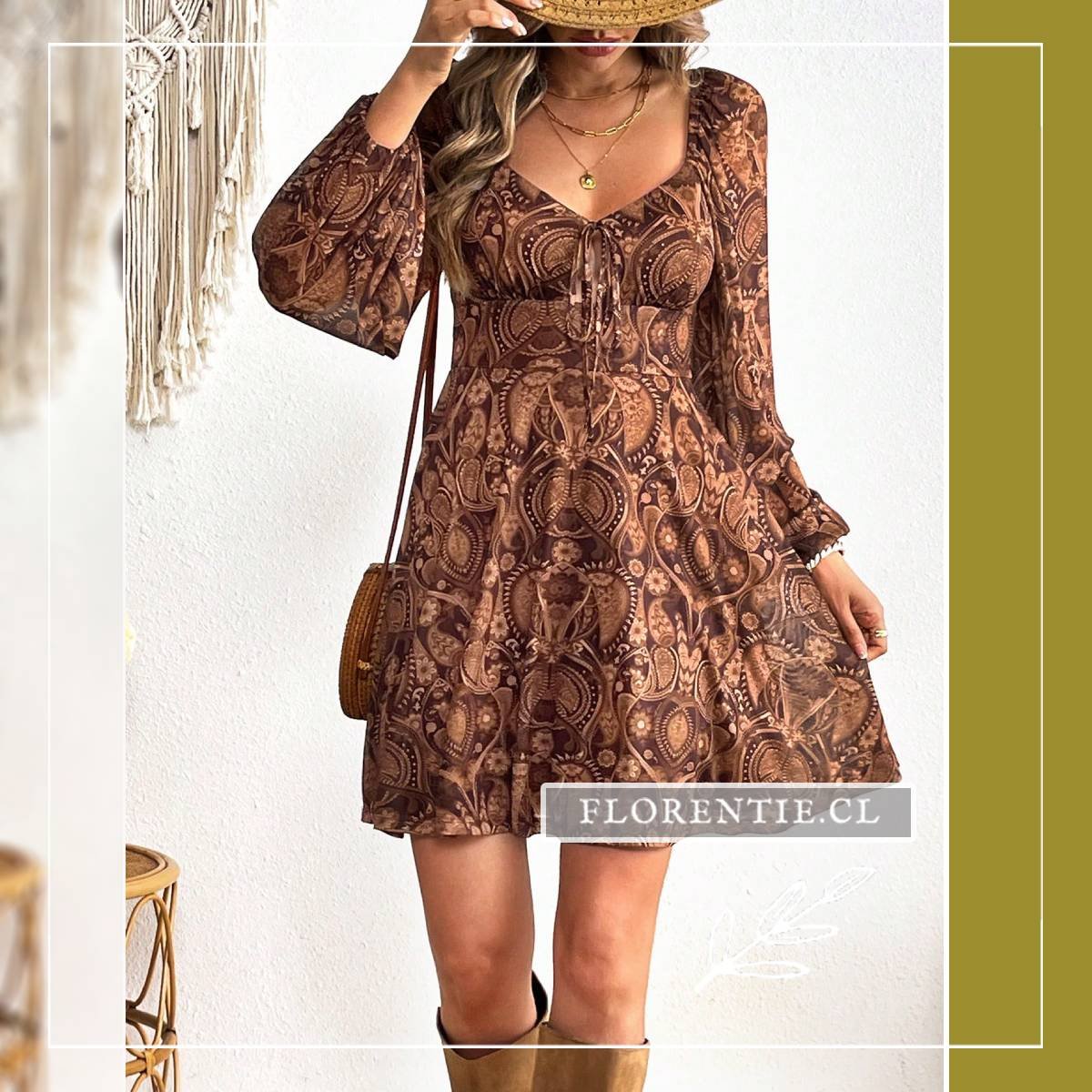 Vestido paisley corto Aline