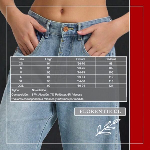 Medidas jean cropped mujer Fernanda