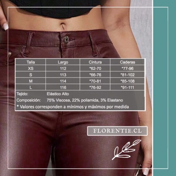 Medidas pantalón ecocuero burdeo