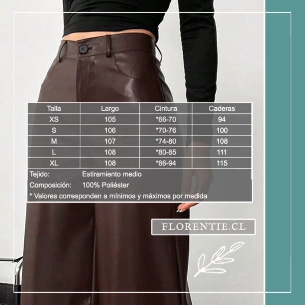 Medidas pantalón ecocuero café