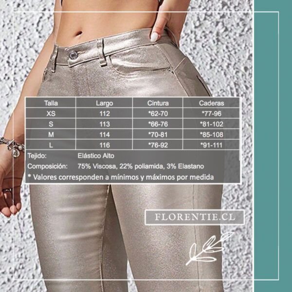 Medidas pantalón ecocuero plateado Virginia