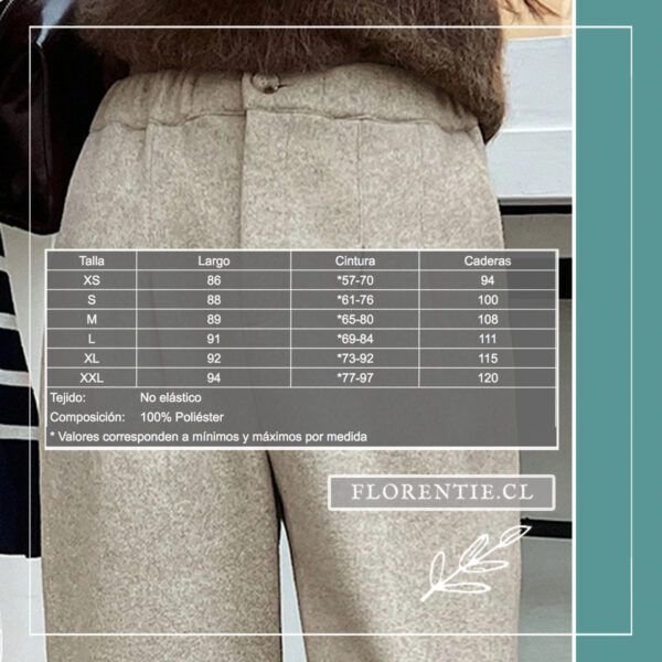 Medidas pantalón lanilla Hortensia
