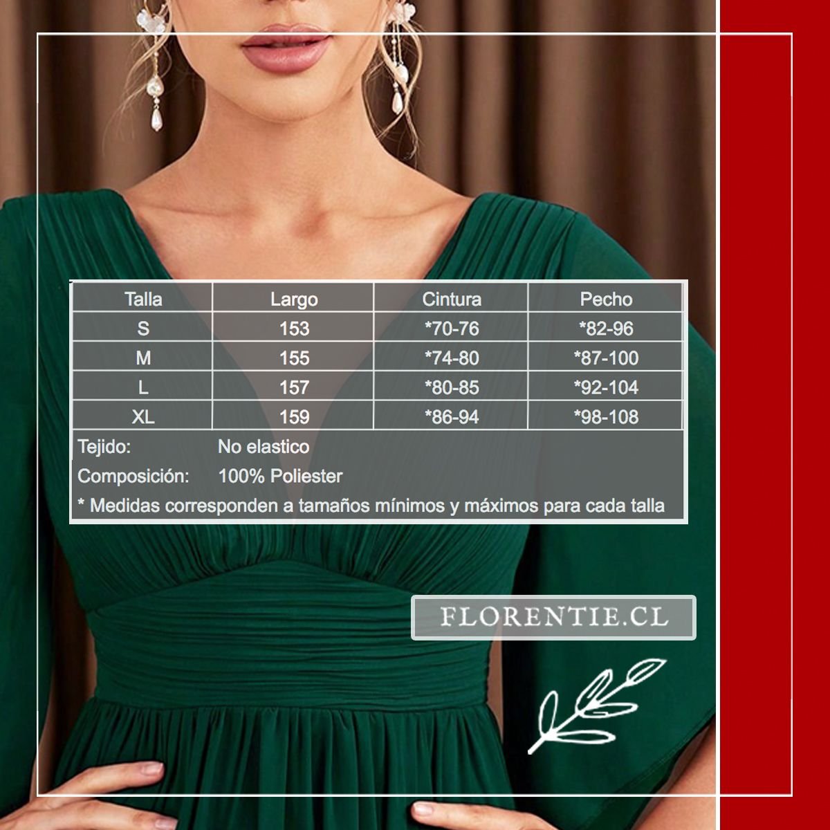 Medidas vestido abertura pierna verde