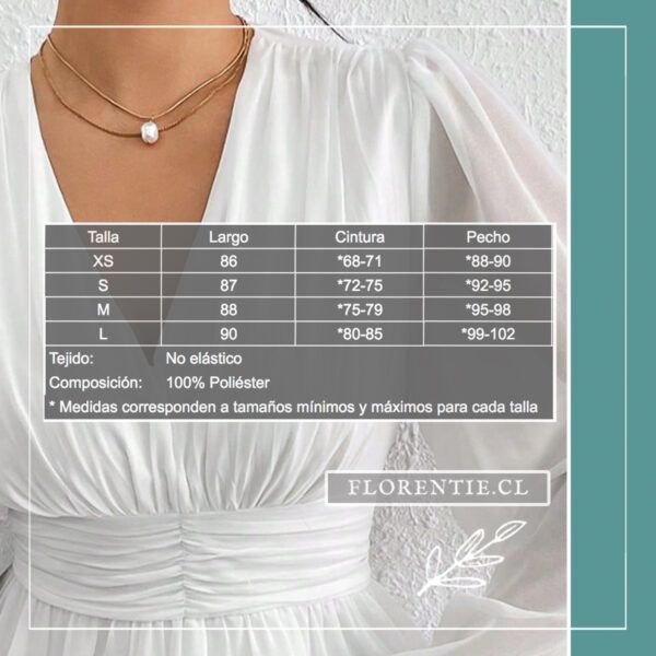 Medidas vestido fruncido blanco Adagio