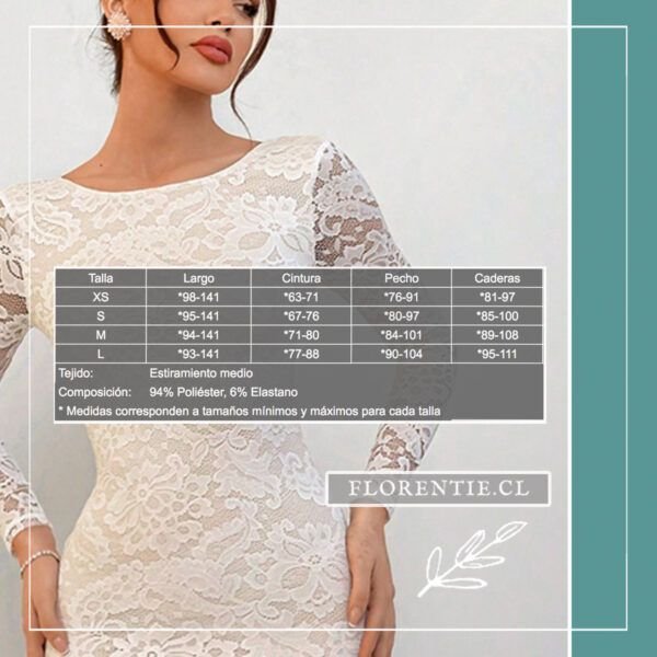 Medidas vestido novia ajustado encaje Élysée