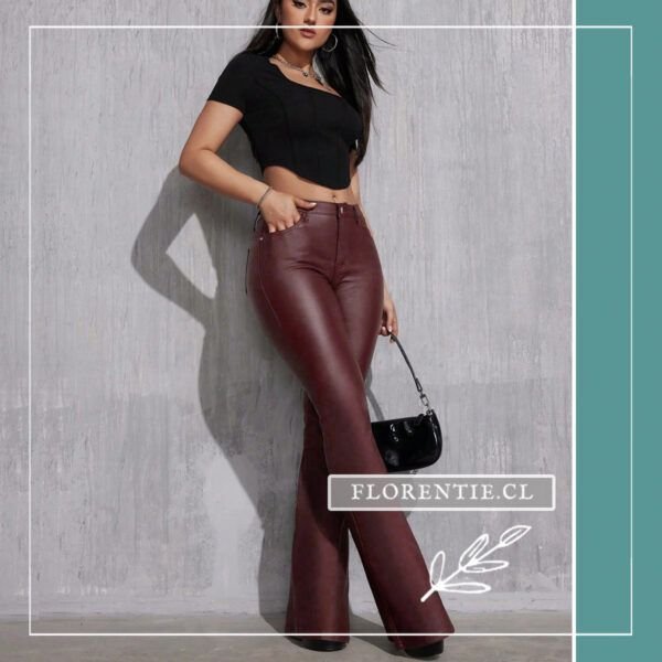 Pantalón ecocuero burdeo