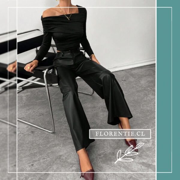 Pantalón ecocuero negro Daniela - Imagen 3