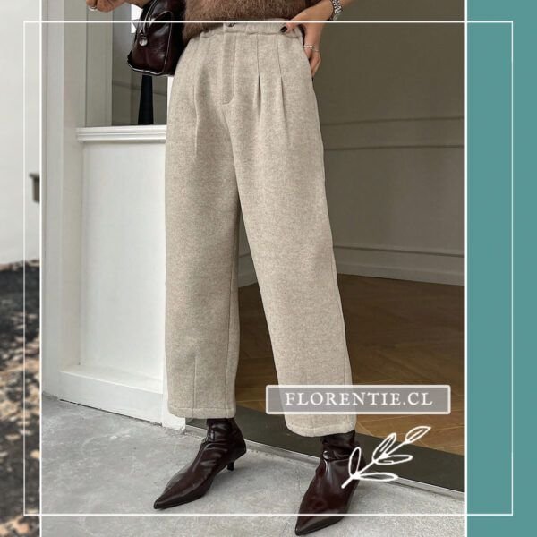 Pantalón lanilla beige mujer