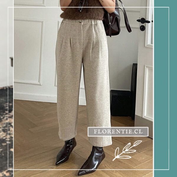 Pantalón lanilla mujer beige