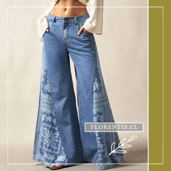 Pantalón mezclilla flores