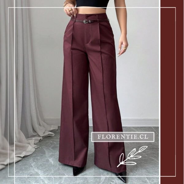 Pantalón palazzo burdeos mujer