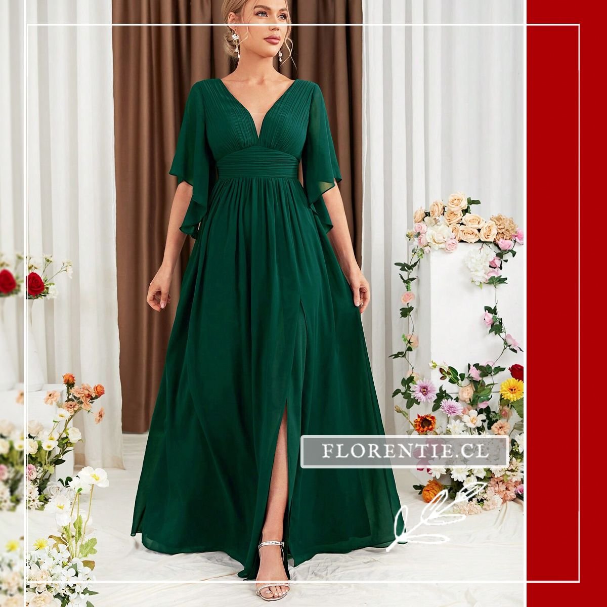 Vestido abertura pierna Marad verde