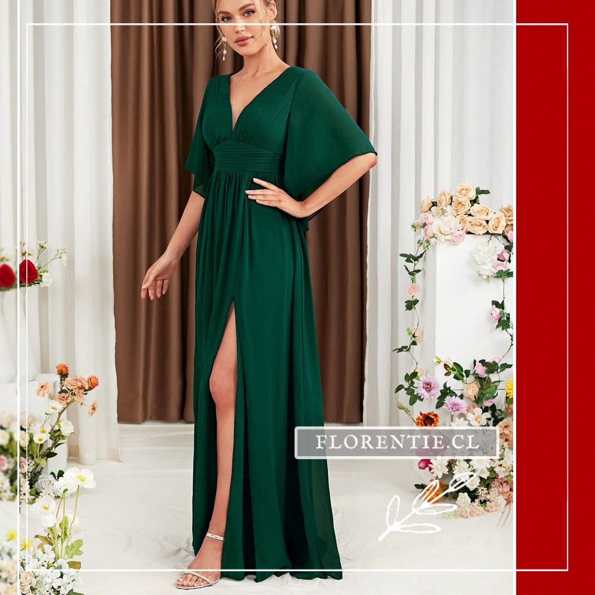 Vestido abertura pierna verde