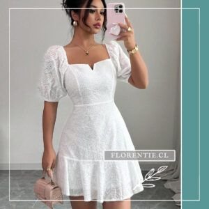 Vestido broderie blanco corto Albori