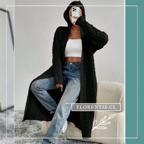Cardigan maxi negro mujer