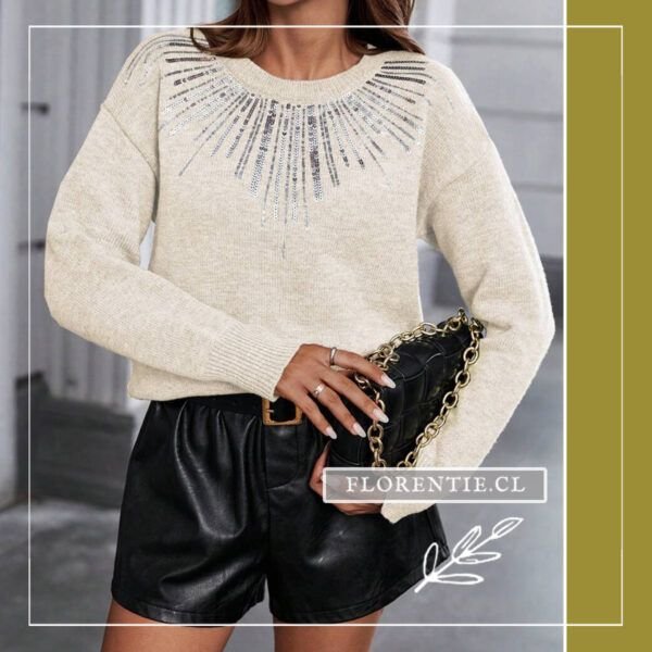 Chaleco crema tejido mujer
