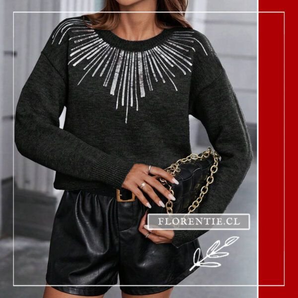 Chaleco negro mujer brillos