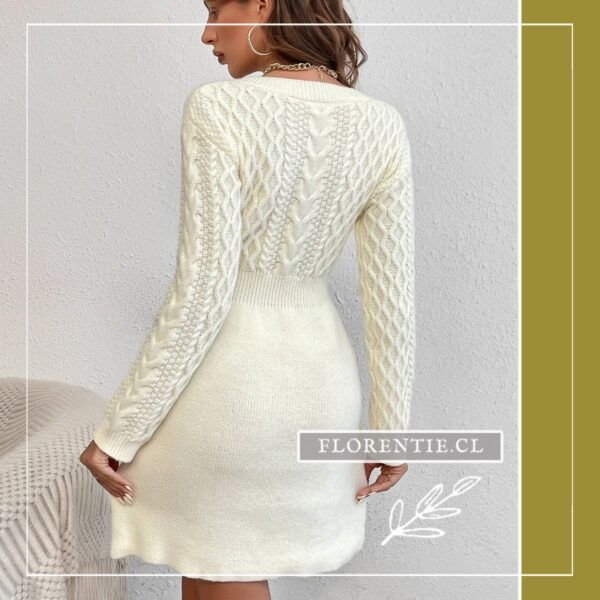 Espalda vestido lana blanco largo