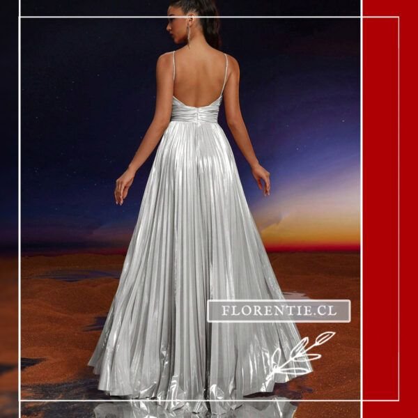 Espalda vestido plata de noche