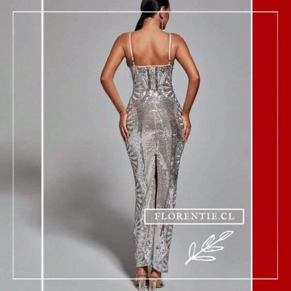 Espalda vestido plata elegante