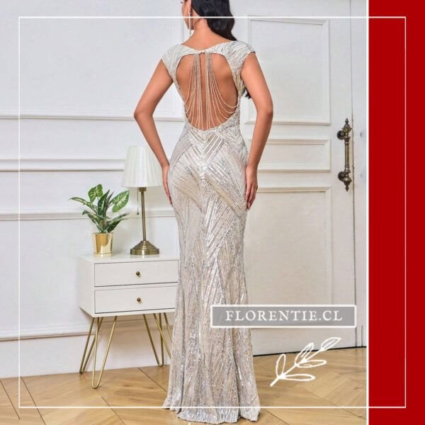 Espalda vestido plata espalda descubierta