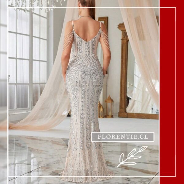Espalda vestido plata lentejuelas