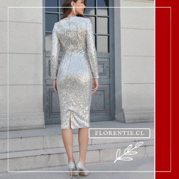 Espalda vestido plata midi