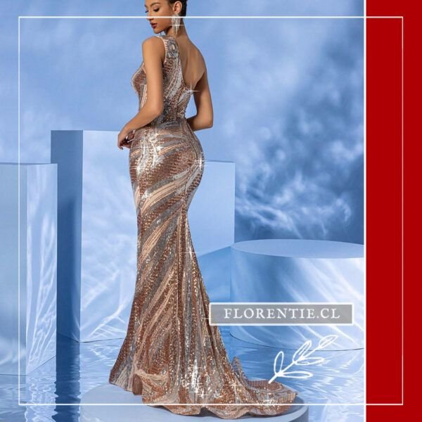 Espalda vestido plata y dorado