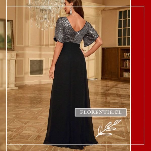 Espalda vestido plata y negro