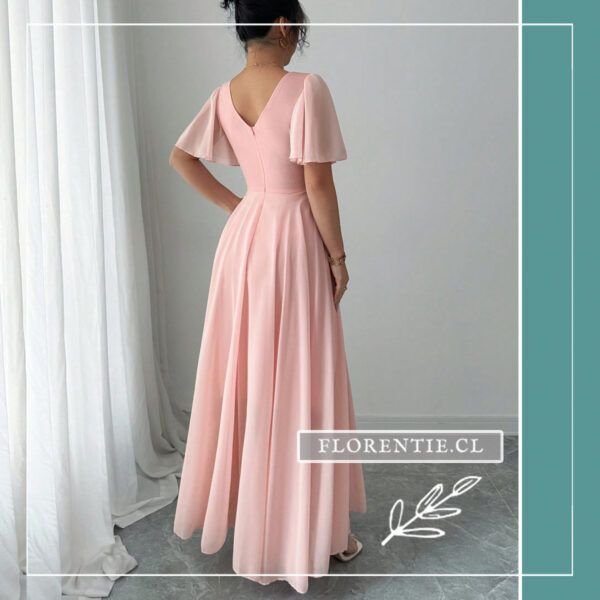 Espalda vestido rosado gasa