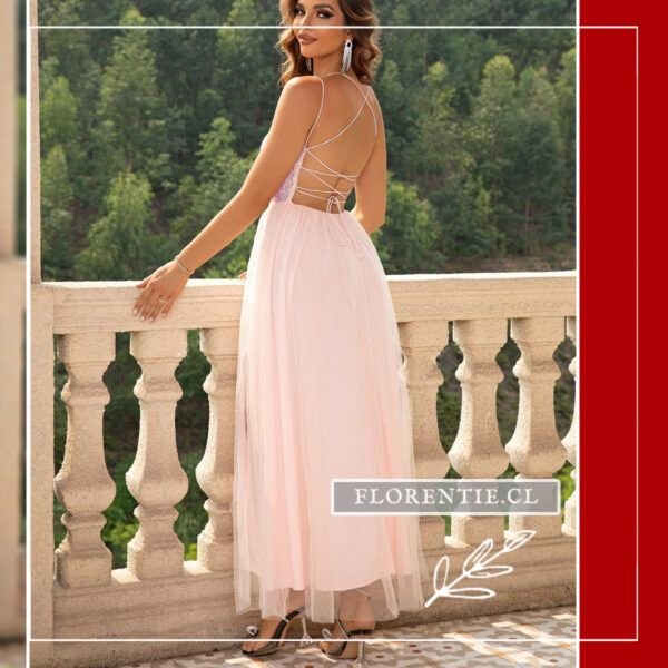 Espalda vestido rosado graduación