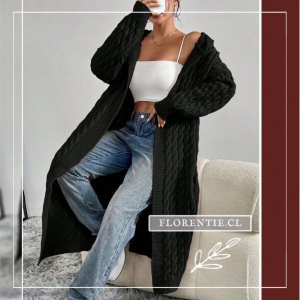 Maxi cardigan negro grueso