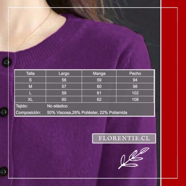 Medidas cardigan morado Claude