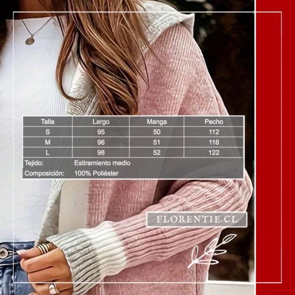 Medidas cardigan rosado velvet
