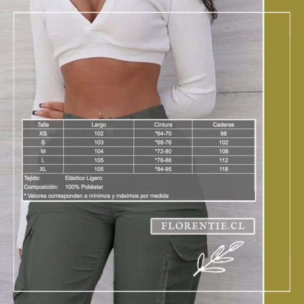 Medidas pantalón cargo gris mujer